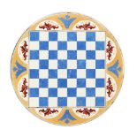 Property of a gentleman - a Copeland & Garrett circular table top incorporating a chess board, circa