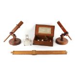 A private collection of recording & other scientific instruments - two wooden retort stands;