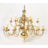 Property of a gentleman - a large Dutch style brass 18-light electrolier, approximately 33ins. (