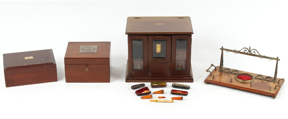 Property of a deceased estate - an Edwardian mahogany smoker's cabinet containing cheroot holders, - Image 2 of 2