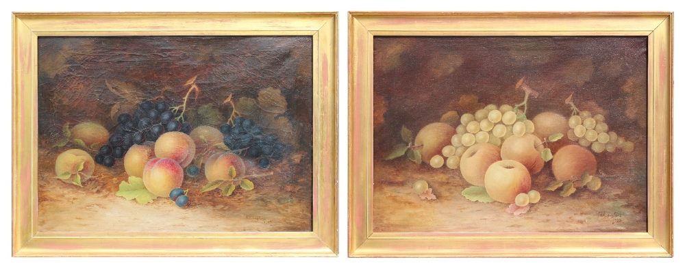 Property of a lady - H. Langford (early 20th century) - STILL LIFE OF APPLES AND GRAPES, and STILL