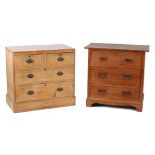 Property of a lady - a small Victorian pine chest of two short & two long drawers, 34ins. (86.5cms.)