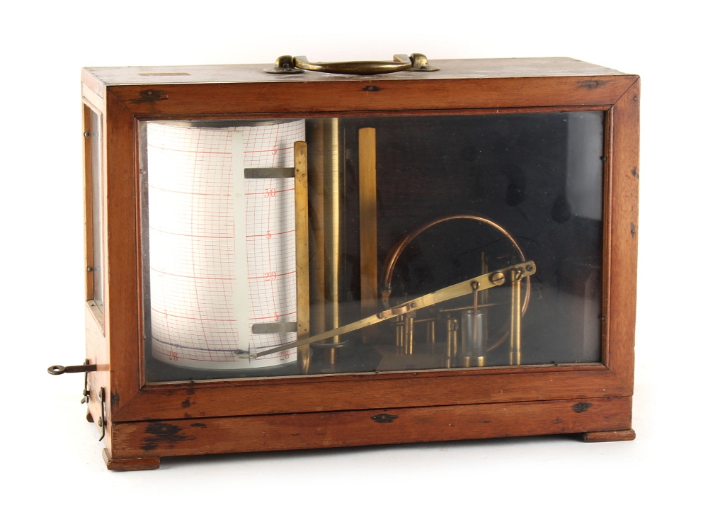 A private collection of recording & other scientific instruments - a Casella barograph, with long