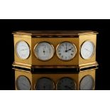 Property of a deceased estate - a Jean Roulet Le Locle brass cased combined desk clock, barometer,