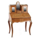 Property of a lady of title - a Victorian Louis XV style burr walnut & inlaid bonheur du jour,