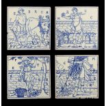 Property of a lady - a set of four Craven Dunnill & Co. Jackfield blue & white transfer printed