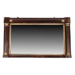 Property of a lady - a Regency rosewood & parcel gilt overmantel mirror, 34.6ins. (88cms.) wide (