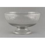 Property of a deceased estate - a 19th century glass pedestal bowl, possibly Irish, 11.15ins. (28.