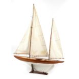 Property of a gentleman - a radio controlled S-class pond yacht, ketch rigged, the planked hull