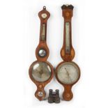 Property of a gentleman - a 19th century mahogany & inlaid banjo barometer with broken arch