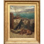 Property of a lady of title - Robert Smellie (fl.1880-1908) - DOGS AND LIVESTOCK ON A BOAT - oil