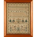 Property of a lady - a needlework sampler inscribed 'Sarah Walker aged 9 ys', with date 1849, 10.5