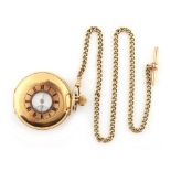 Property of a lady - a 9ct gold half hunter pocket watch, by J.W. Benson, London 1931, with blue