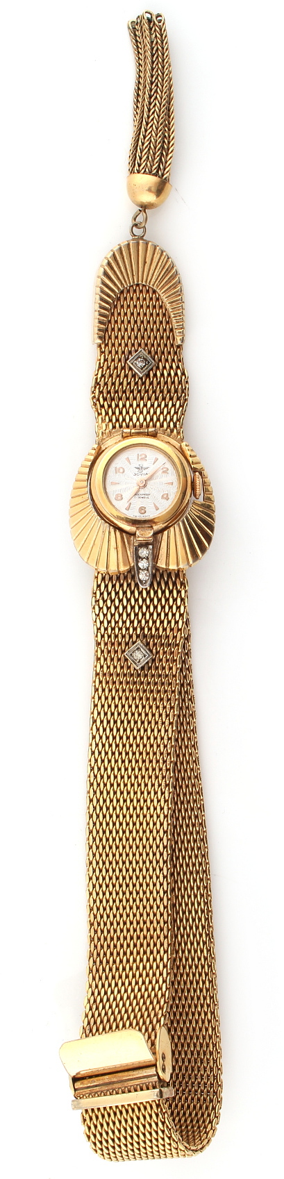 Property of a lady - a Jovial gold plated bracelet dress watch, with Swiss 17-jewel movement.