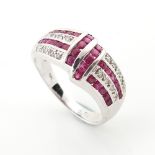 Property of a lady - an 18ct white gold ruby & diamond ring, approximately 4.4 grams, size M/N,