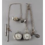 Property of a gentleman - two Victorian silver pocket watches, one with chain fusee movement;