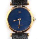 Property of a deceased estate - a lady's Cartier silver gilt cased wristwatch with gilt speckled