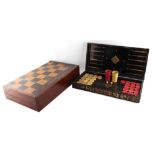Property of a lady - a 19th century Chinese export lacquer folding chess & backgammon board,