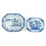 Property of a lady - two 18th century Chinese Qianlong period blue & white exportware meat plates,