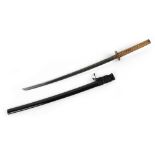 Property of a gentleman - a Japanese sword, katana, with black lacquer scabbard.