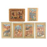 A set of five 19th century Indian gouache miniatures, mounted but unframed, the paintings each