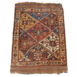 Property of a deceased estate - an early 20th century Caucasian rug with kelim ends, 69 by 47ins. (
