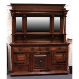 Property of a lady - an early 20th century Art Nouveau oak two-part mirror back sideboard, 72ins. (