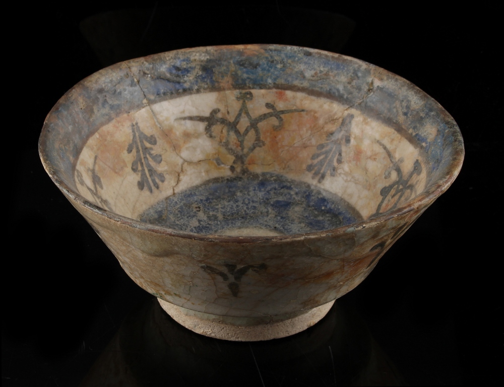 Property of a gentleman - a Persian faience bowl, 19th century or earlier, restored, 7.25ins. (18.