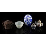 Property of a lady - five assorted Chinese ceramic & glass items including a small late 19th century