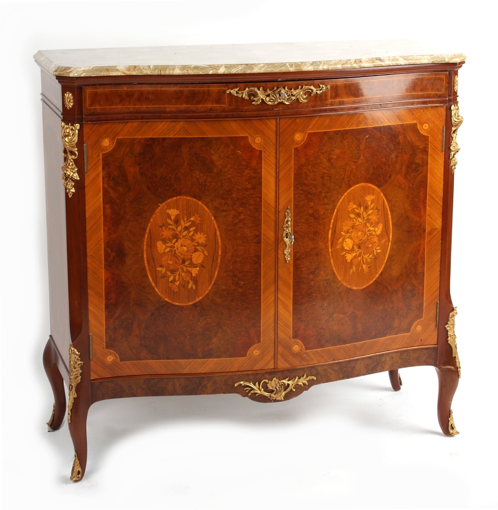 Property of a deceased estate - a French Louis XVI style gilt metal mounted & floral marquetry