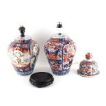 Property of a gentleman - two 19th century Japanese Imari vases, adapted as table lamps, the