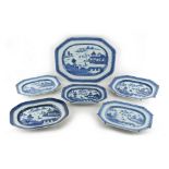 Property of a lady - six similar 18th century Chinese Qianlong period blue & white exportware meat