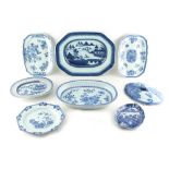 Property of a lady - a group of seven 18th century Chinese Qianlong period blue & white exportware