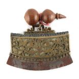 Property of a gentleman - a 19th century Sino-Tibetan brass & leather flint purse.