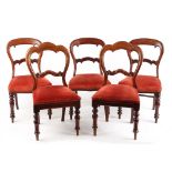 Property of a gentleman - five Victorian mahogany dining chairs (3+2), with matching upholstered