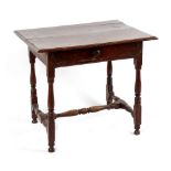 Property of a gentleman - a late 17th / early 18th century oak side table with frieze drawer,