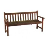 Property of a deceased estate - a weathered teak garden bench, 62ins. (158cms.) long.