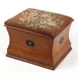 Property of a gentleman - a Victorian walnut & parquetry inlaid box ottoman, of waisted form, with