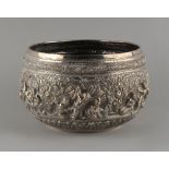 Property of a lady - a Thai silver bowl, late 19th / early 20th century, decorated in relief with
