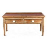 Property of a deceased estate - a pine scullery table with two through drawers, 58.25ins. (