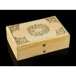 Property of a lady - a 19th century Chinese Canton carved ivory rectangular box, 4.25ins. (10.8cms.)