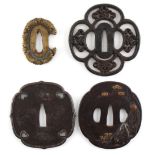 A collection of Japanese tsubas, 18th and 19th century, mixed metals - four assorted tsubas (4).