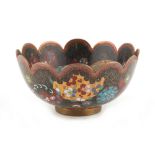 Property of a lady - a Japanese cloisonne petal rimmed bowl, Meiji period (1868-1912), 4.25ins. (