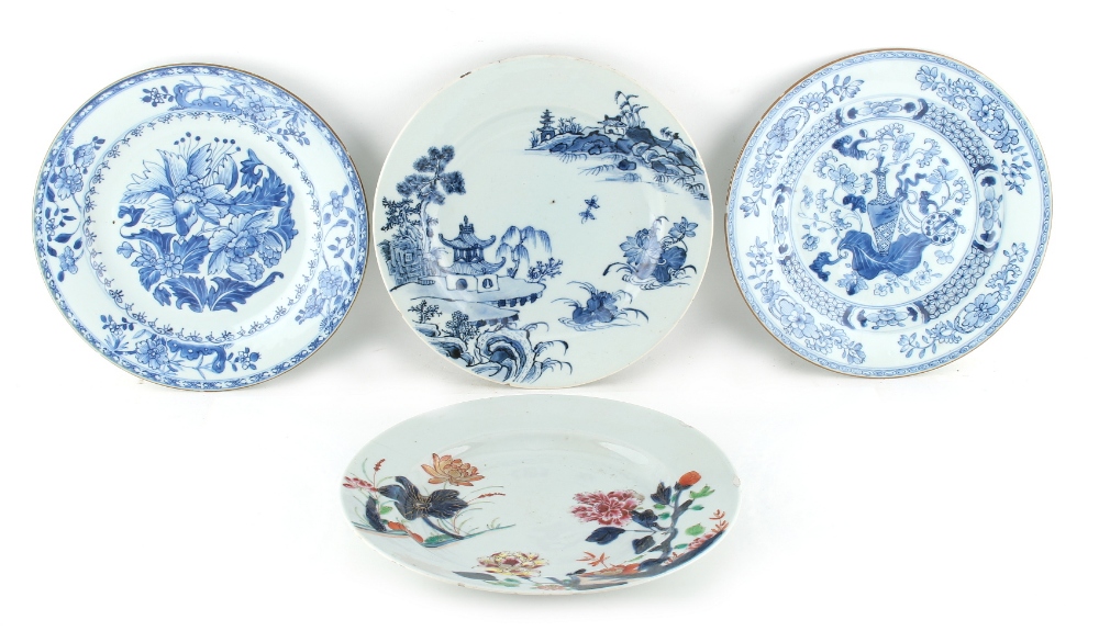 Property of a lady - three various Chinese blue & white plates, Kangxi period (1662-1722), each