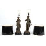 Property of a lady of title - a pair of late 19th / early 20th century French bronzed spelter