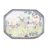 Property of a lady - a Chinese Canton enamel tray, 18th century, decorated with figures in a garden,