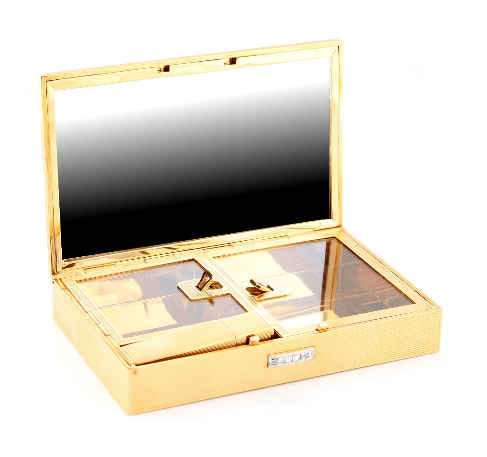 Cartier - an 18ct yellow gold minaudiere, the hinged cover set with sixteen marquise cut diamonds, - Image 2 of 2