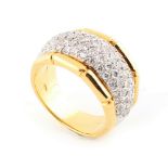 Asprey - an 18ct yellow gold diamond ring, the pave set round brilliant cut diamonds weighing a