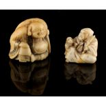 Property of a deceased estate - a late 19th / early 20th century Japanese carved stag antler netsuke