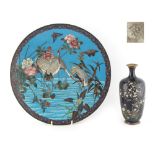 Property of a lady - a late 19th / early 20th century Japanese cloisonne circular dish decorated